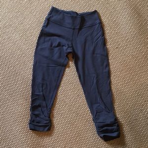 gray gathered beyond yoga crop leggings